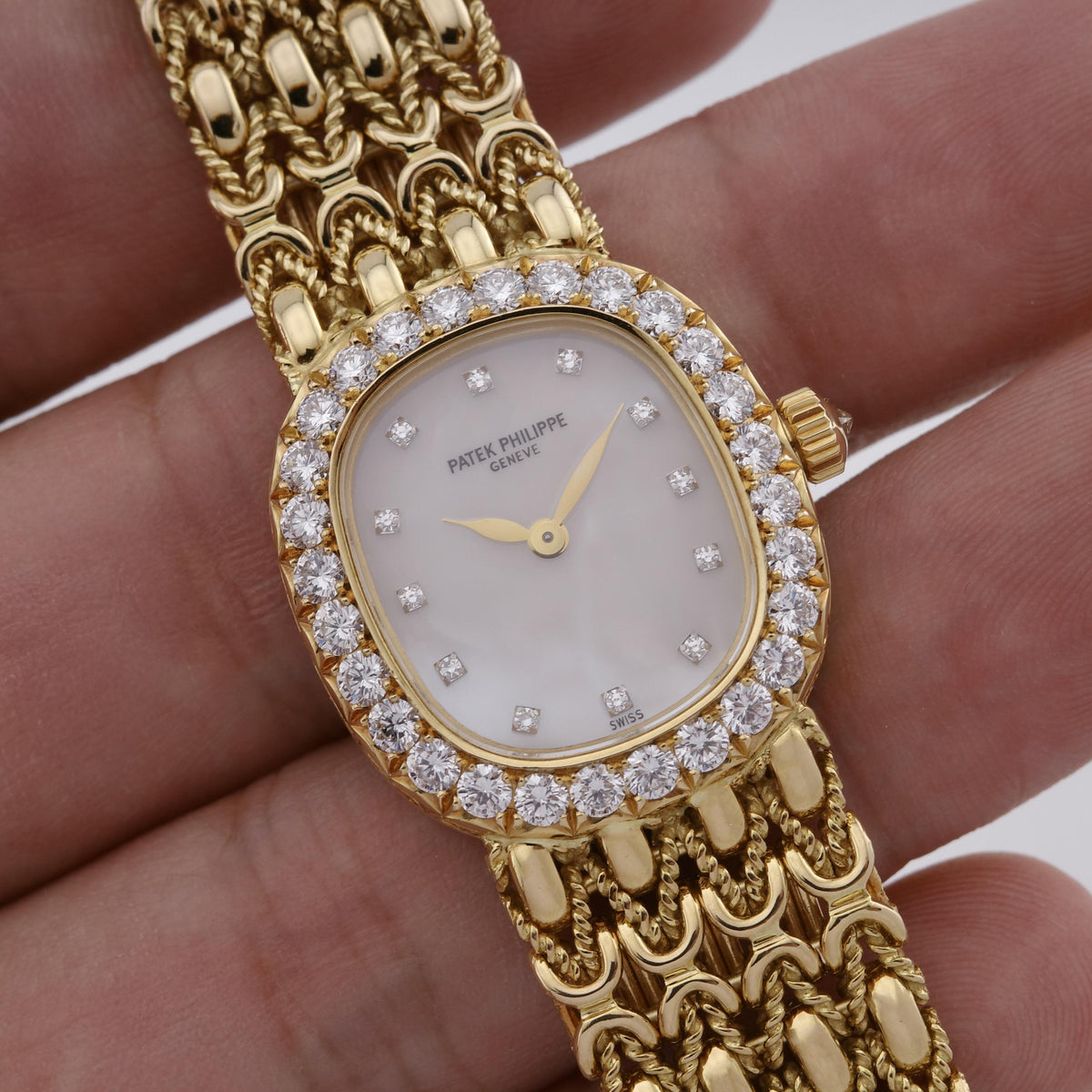 18K Patek Philippe 4931/2J Golden Ellipse Mother of Pearl Diamond Watch