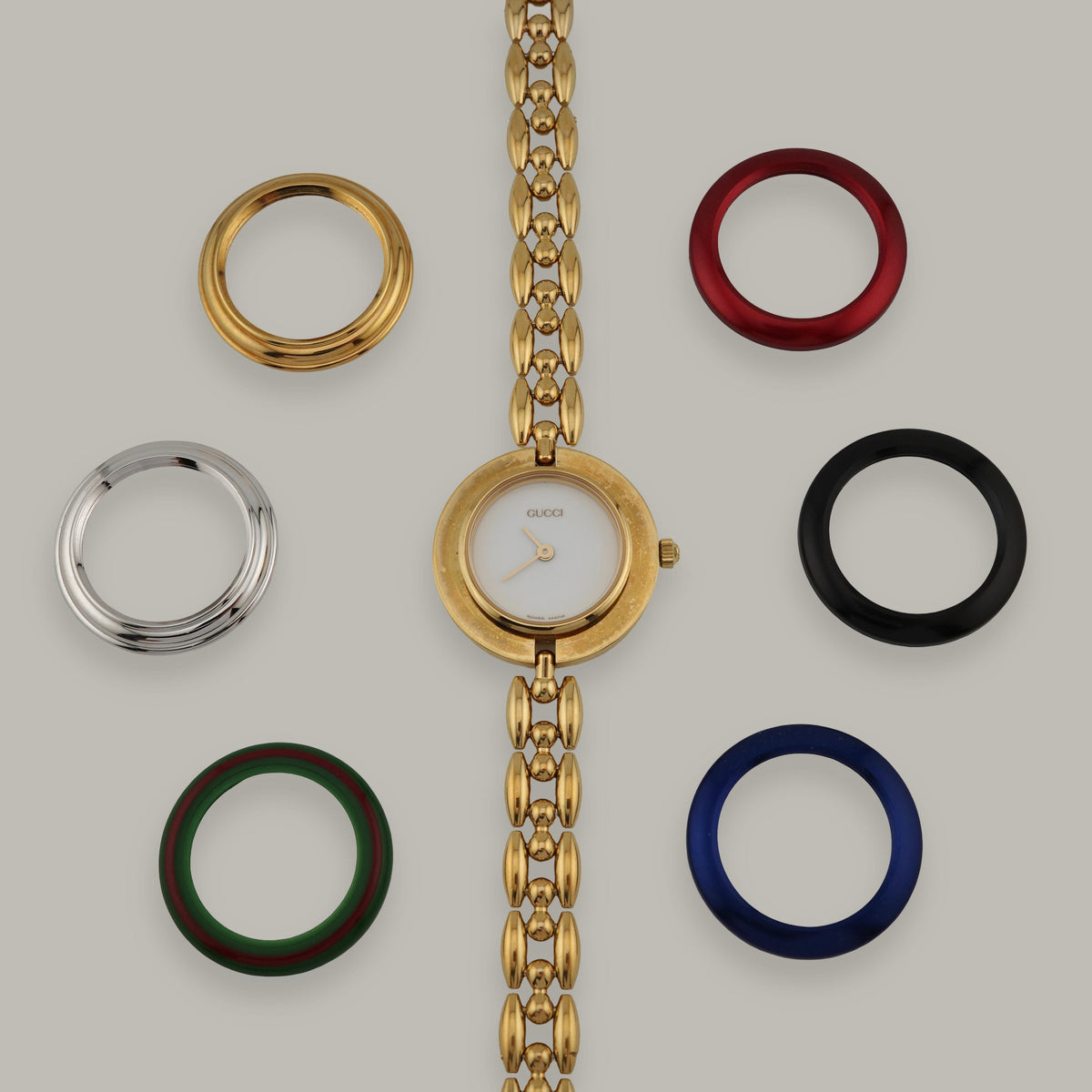 Gucci 11/12.2 Interchangeable Bezel Ladies Watch (Box+Papers+Bezels)
