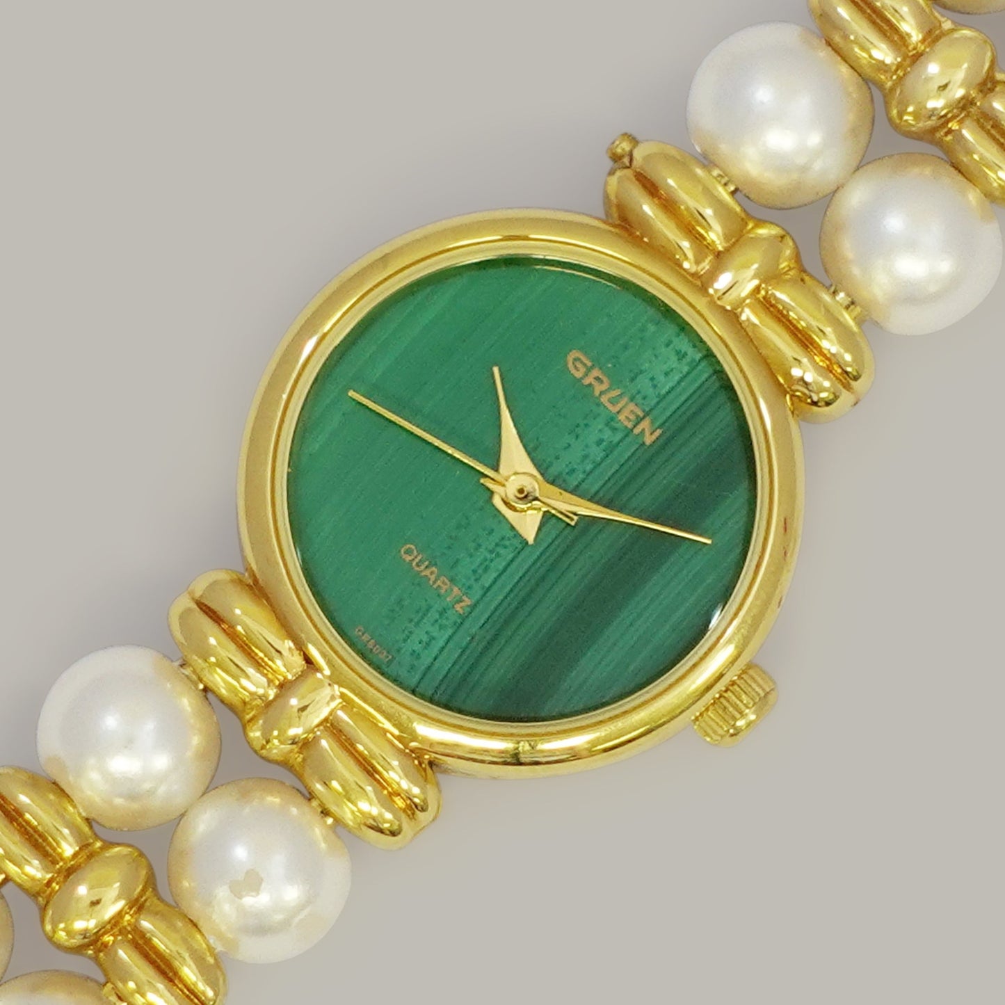 Gruen Malachite & Faux Pearl Ladies Watch