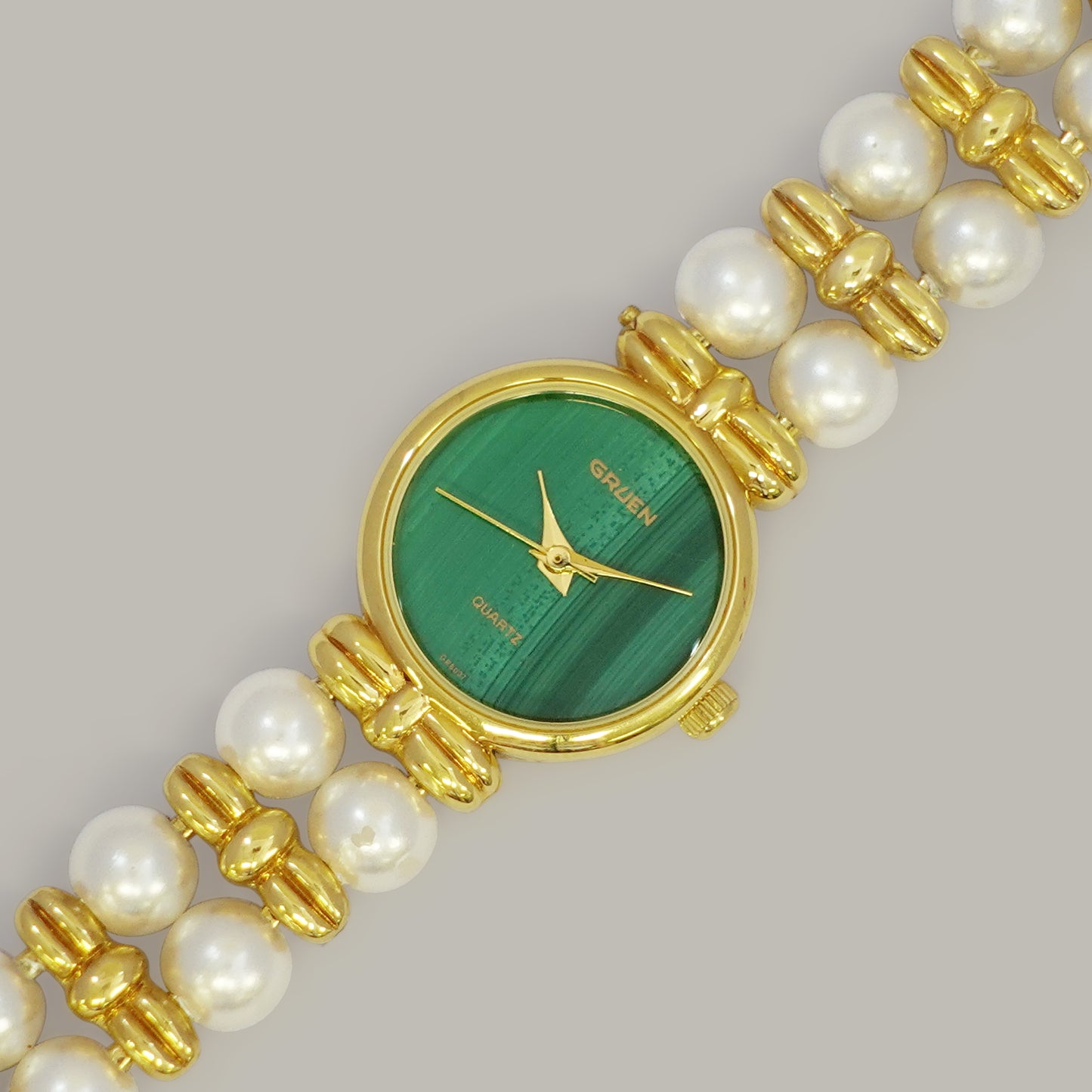 Gruen Malachite & Faux Pearl Ladies Watch